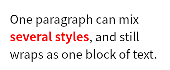 One paragraph mixing a plain and a bold red style