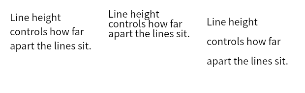 The same text at the font's natural line height, and at 1.0 and 2.0
